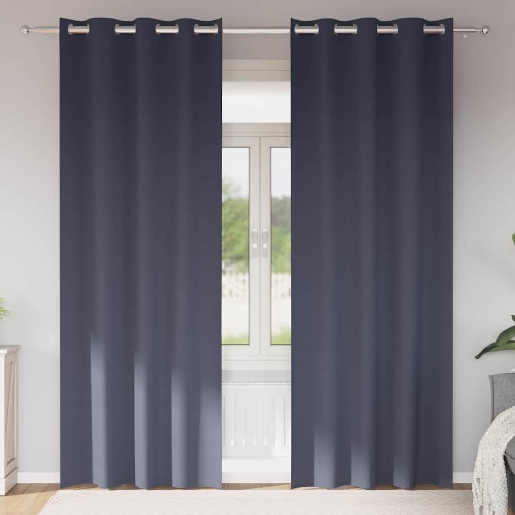 Mörkläggningsgardiner med Ringar 2 st Antracit 260 x 140 cm