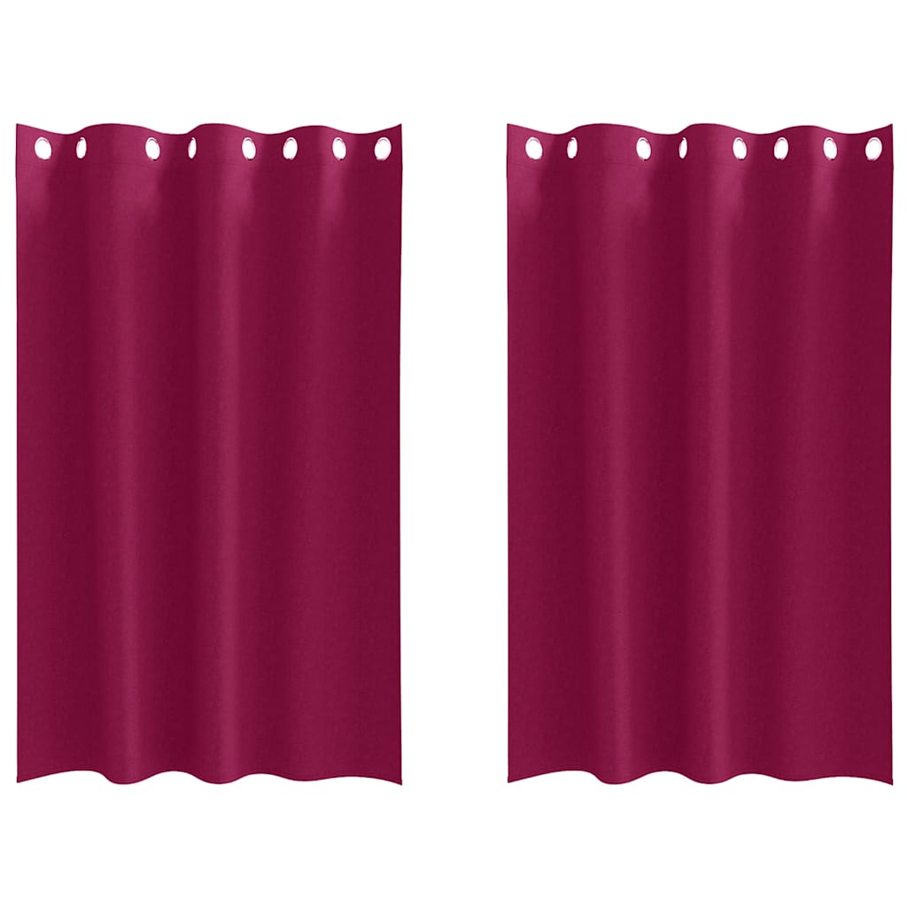 Mörkläggningsgardiner med Ringar 2 st Vinröd 175 x 140 cm