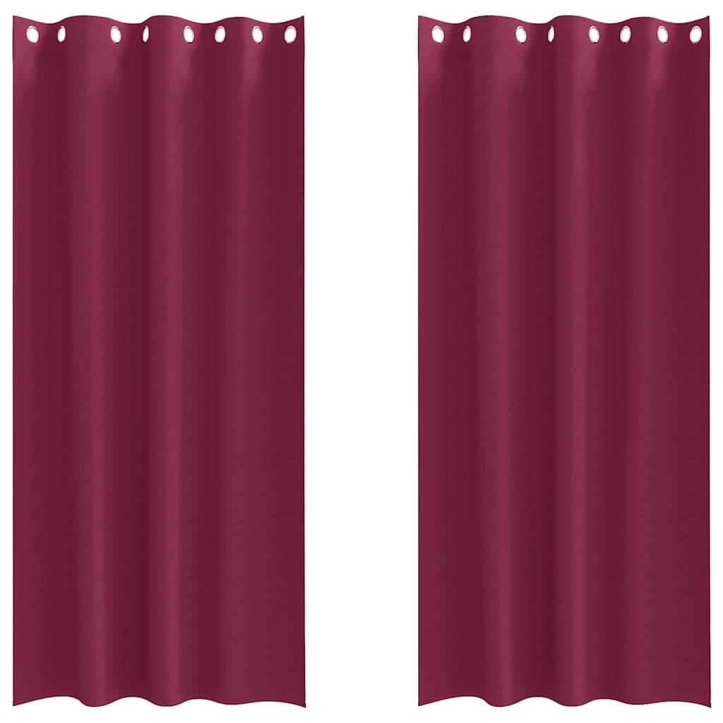 Mörkläggningsgardiner med Ringar 2 st Vinröd 260 x 140 cm