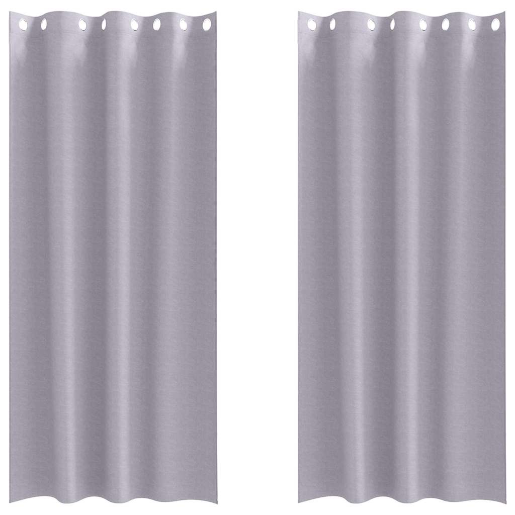 Mörkläggningsgardiner med Ringar 2 st Metallgrå 245 x 140 cm