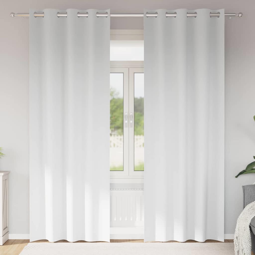 Mörkläggningsgardiner med Ringar 2 st Ren Vit 245 x 140 cm