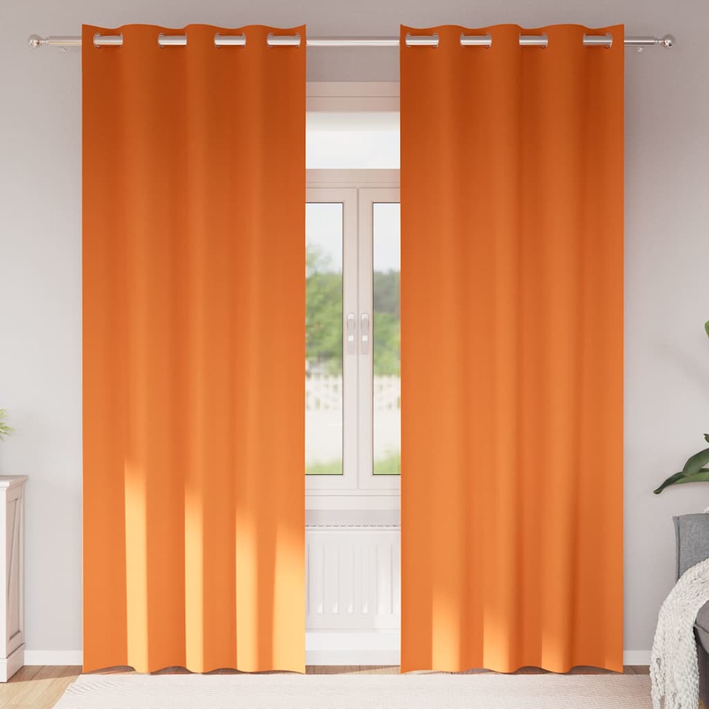 Mörkläggningsgardiner med Ringar 2 st Klart Orange 225 x 140 cm