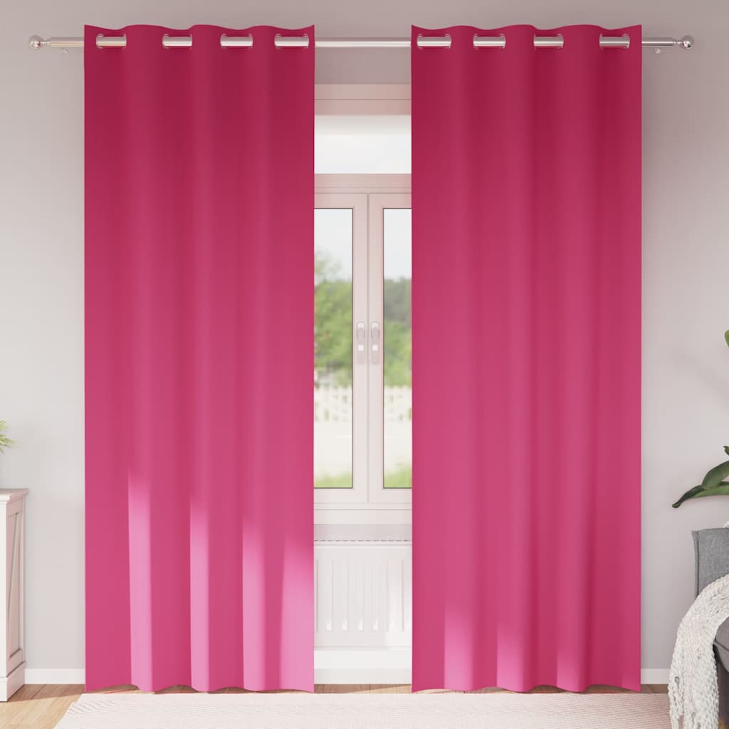 Mörkläggningsgardiner med Ringar 2 st Klart Pink 245 x 140 cm