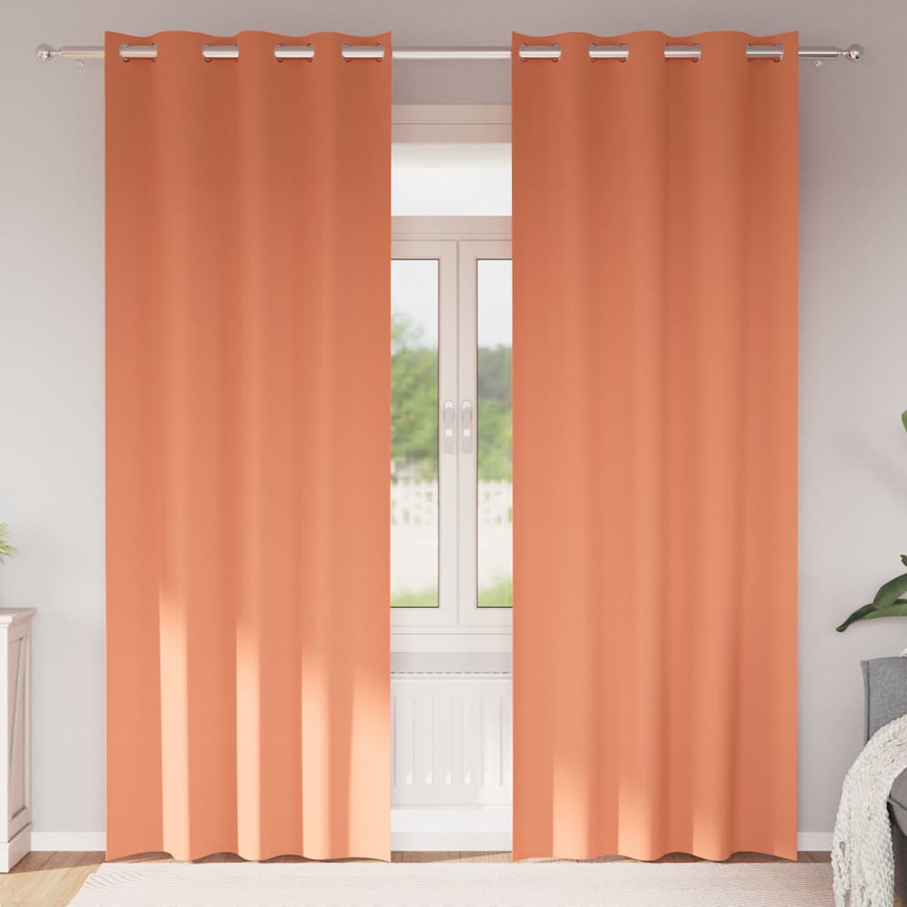 Mörkläggningsgardiner med Ringar 2 st Terracotta 260 x 140 cm