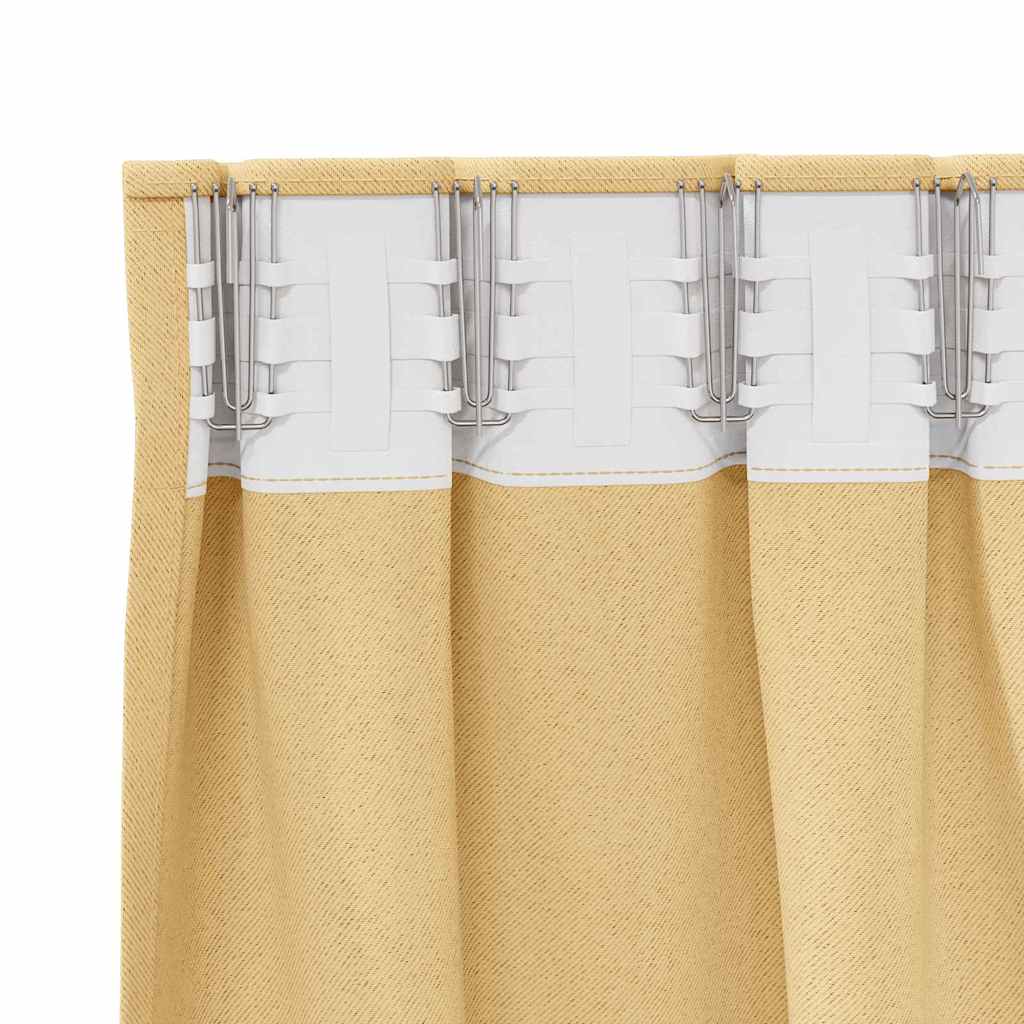 Mörkläggningsgardiner med Ringar 2 pcs Beige 175 x 140 cm