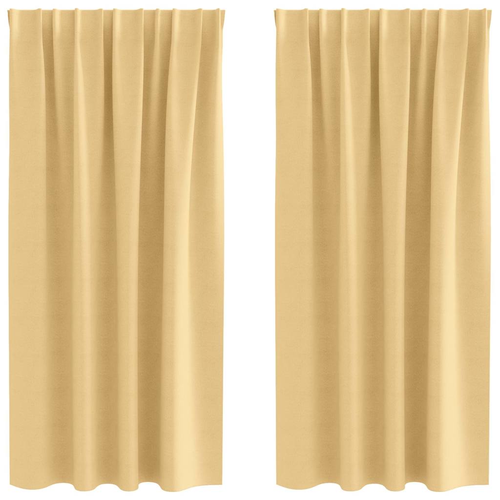 Mörkläggningsgardiner med Ringar 2 pcs Beige 175 x 140 cm
