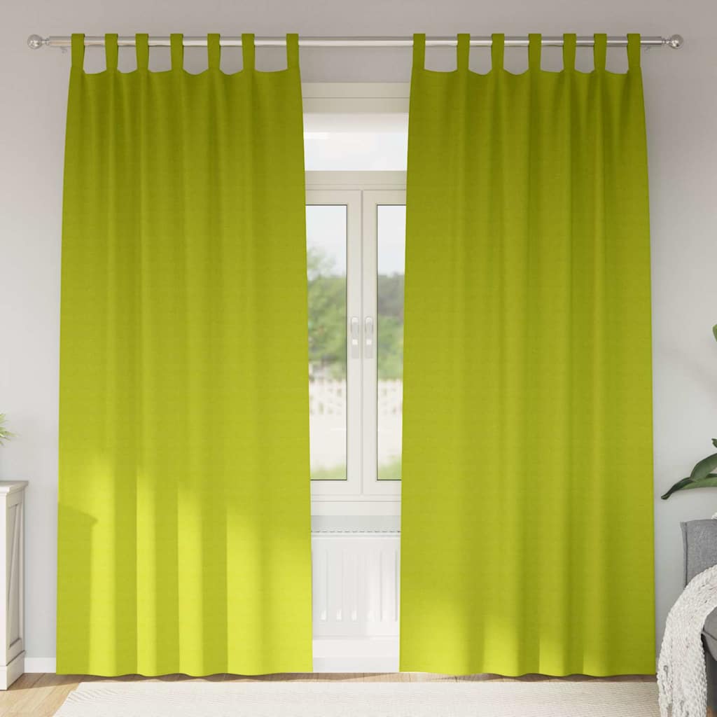 Mörkläggningsgardiner med Ringar 2 pcs Grön 225 x 140 cm