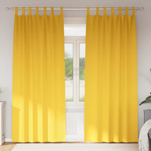 Mörkläggningsgardiner med Ringar 2 pcs Senapsgul 225 x 140 cm