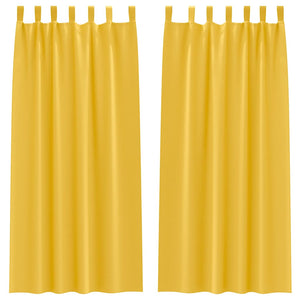 Mörkläggningsgardiner med Ringar 2 pcs Senapsgul 225 x 140 cm