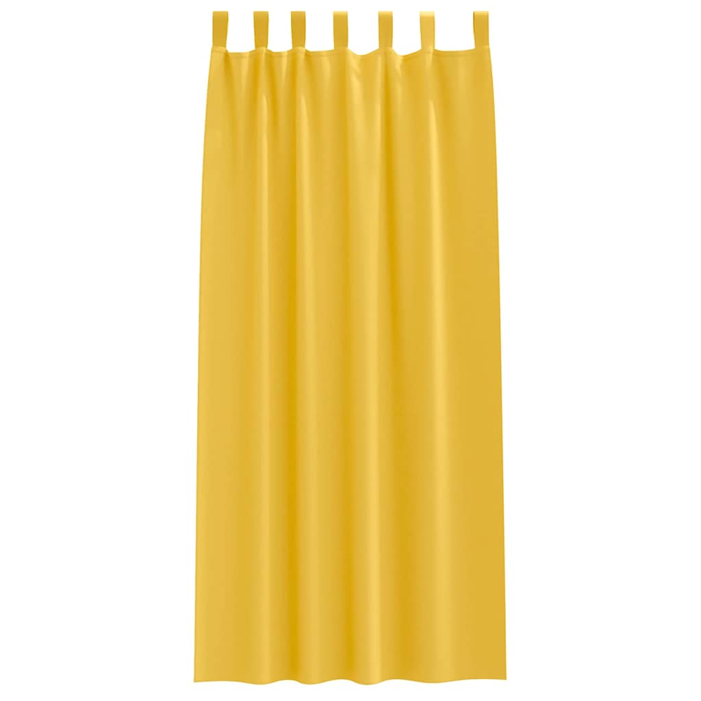 Mörkläggningsgardiner med Ringar 2 pcs Senapsgul 225 x 140 cm