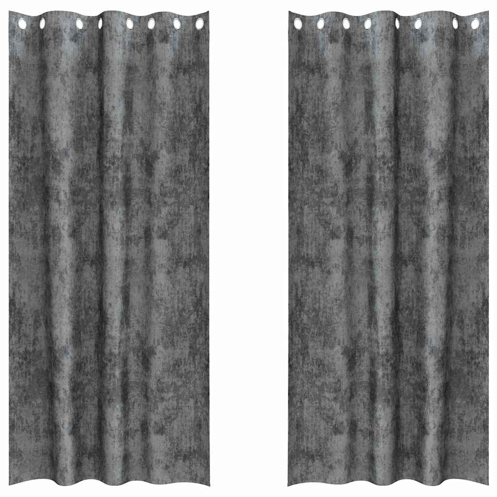 Sammetsgardiner 2 st Grå 245 x 140 cm Sammet