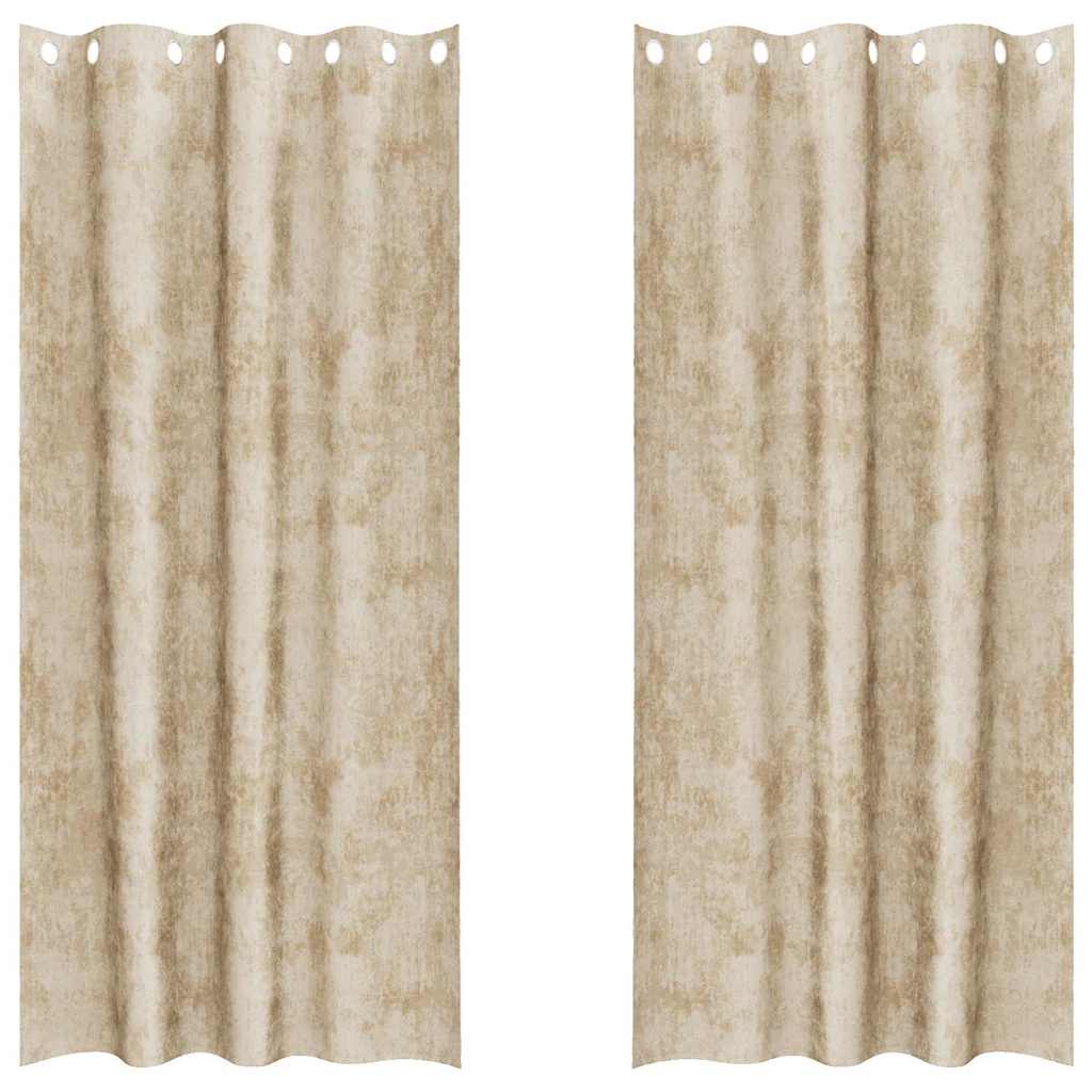 Sammetsgardiner 2 st Kräm 225 x 140 cm Sammet