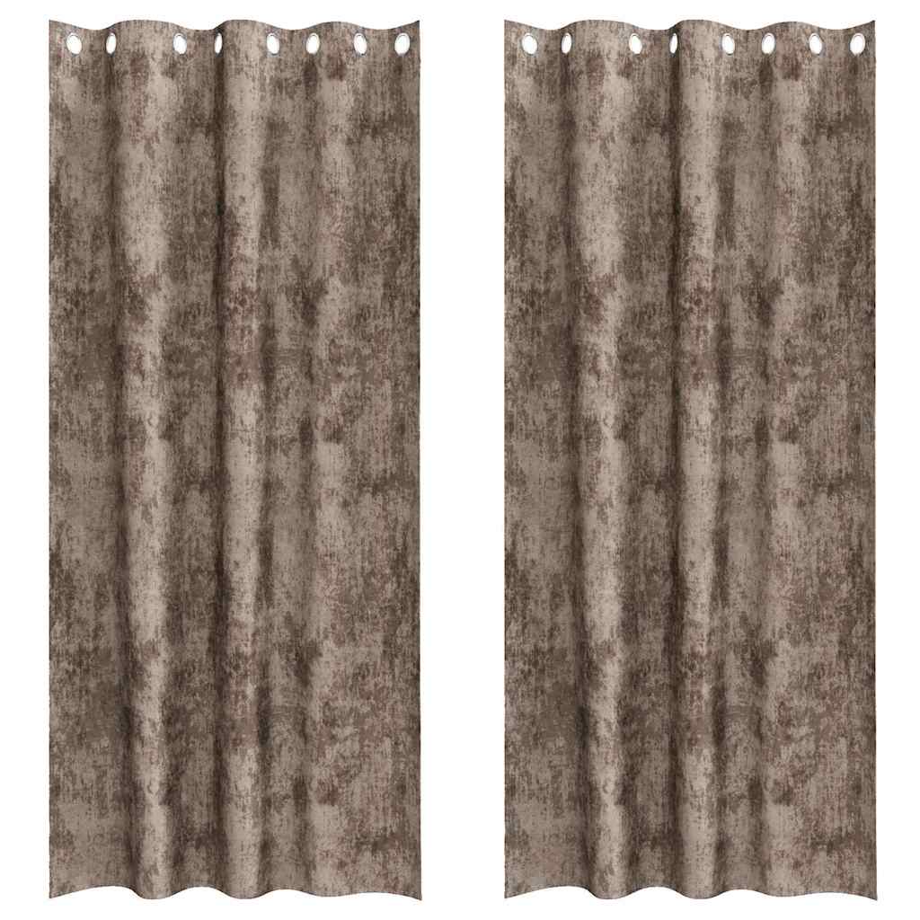 Sammetsgardiner 2 st Cappuccino 225 x 140 cm Sammet