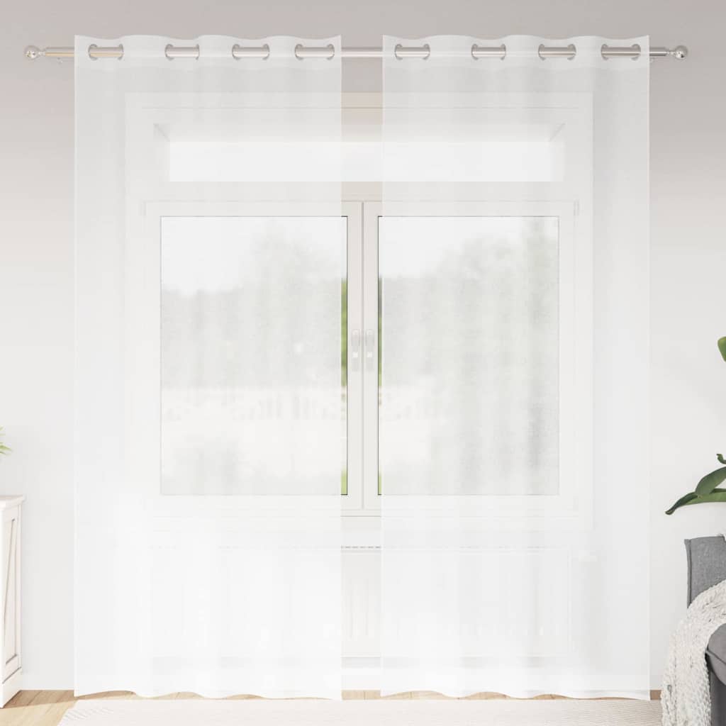 Voile Gardin 2 st Vit 225 x 140 cm Polyester