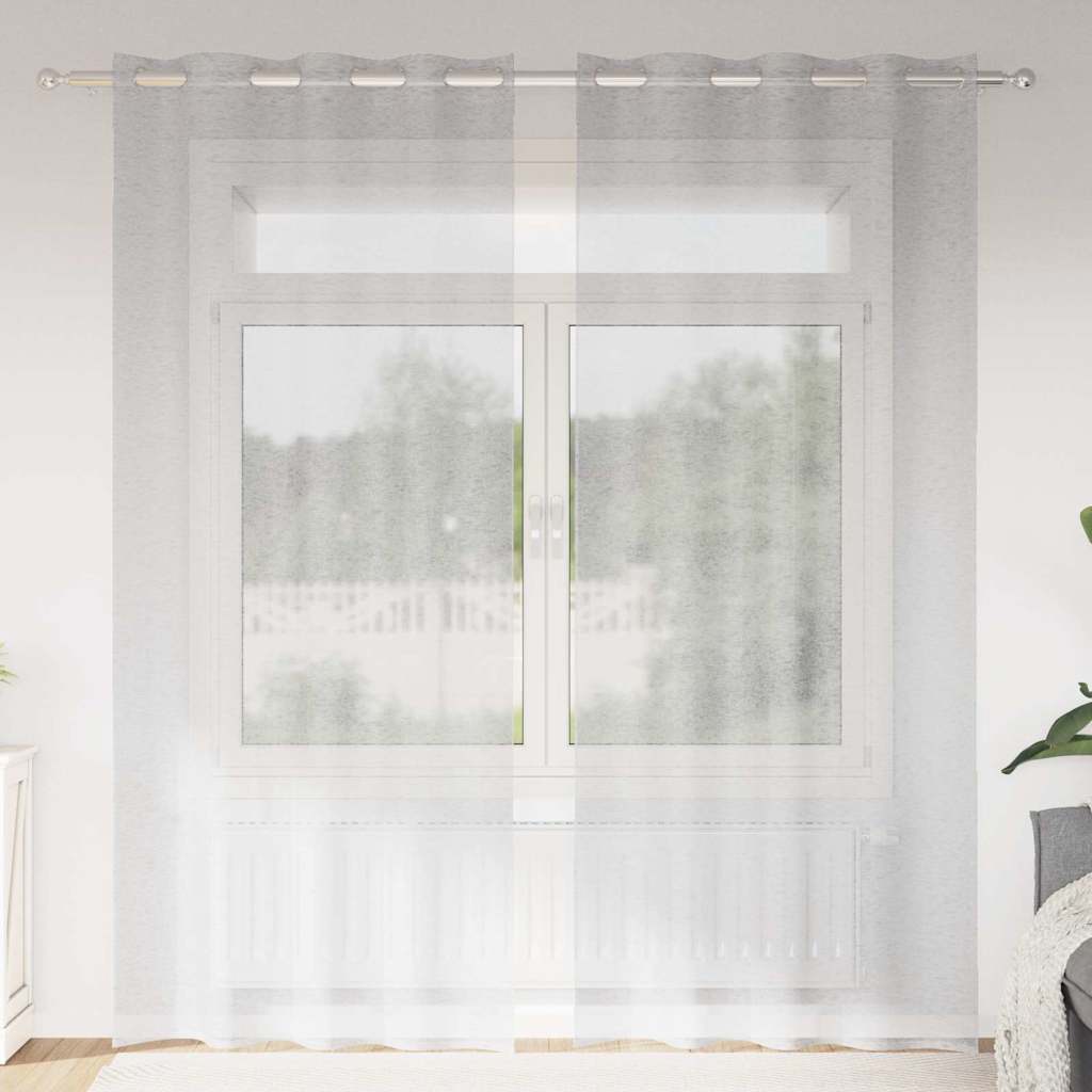 Voile Gardin 2 st Ljusgrå 225 x 140 cm Polyester