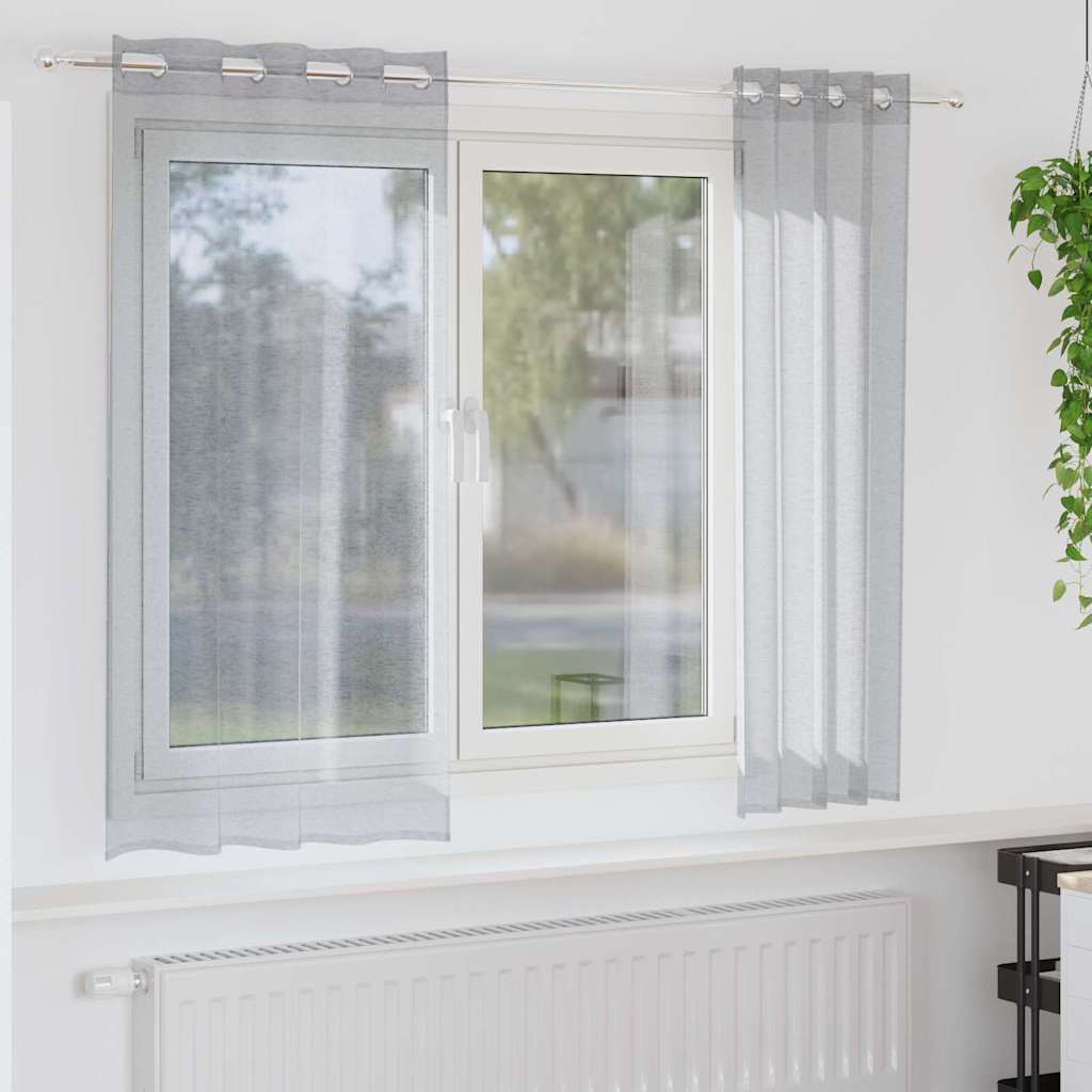 Voile Gardin 2 st Mörkgrå 175 x 140 cm Polyester
