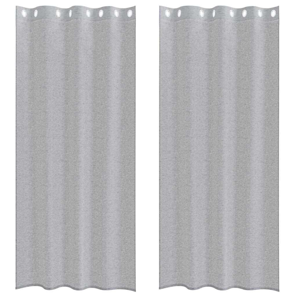 Voile Gardin 2 st Mörkgrå 225 x 140 cm Polyester