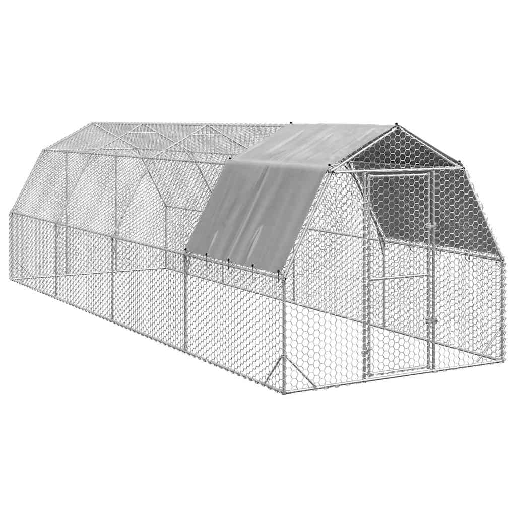 Hönsgård med tak 2,5x8x2,25 m galvaniserat stål