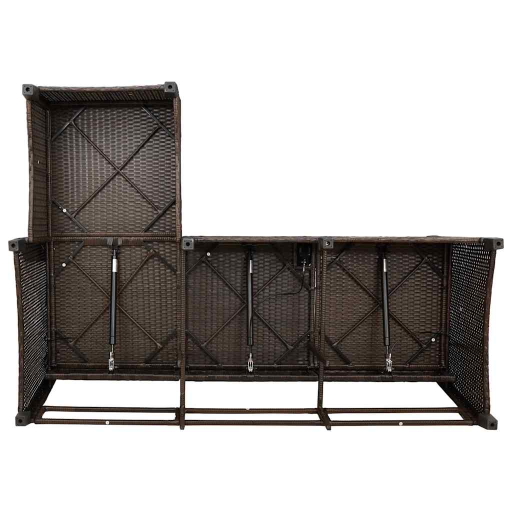 Trädgårdssoffgrupp 3 delar med dynor L-formad brun konstrotting