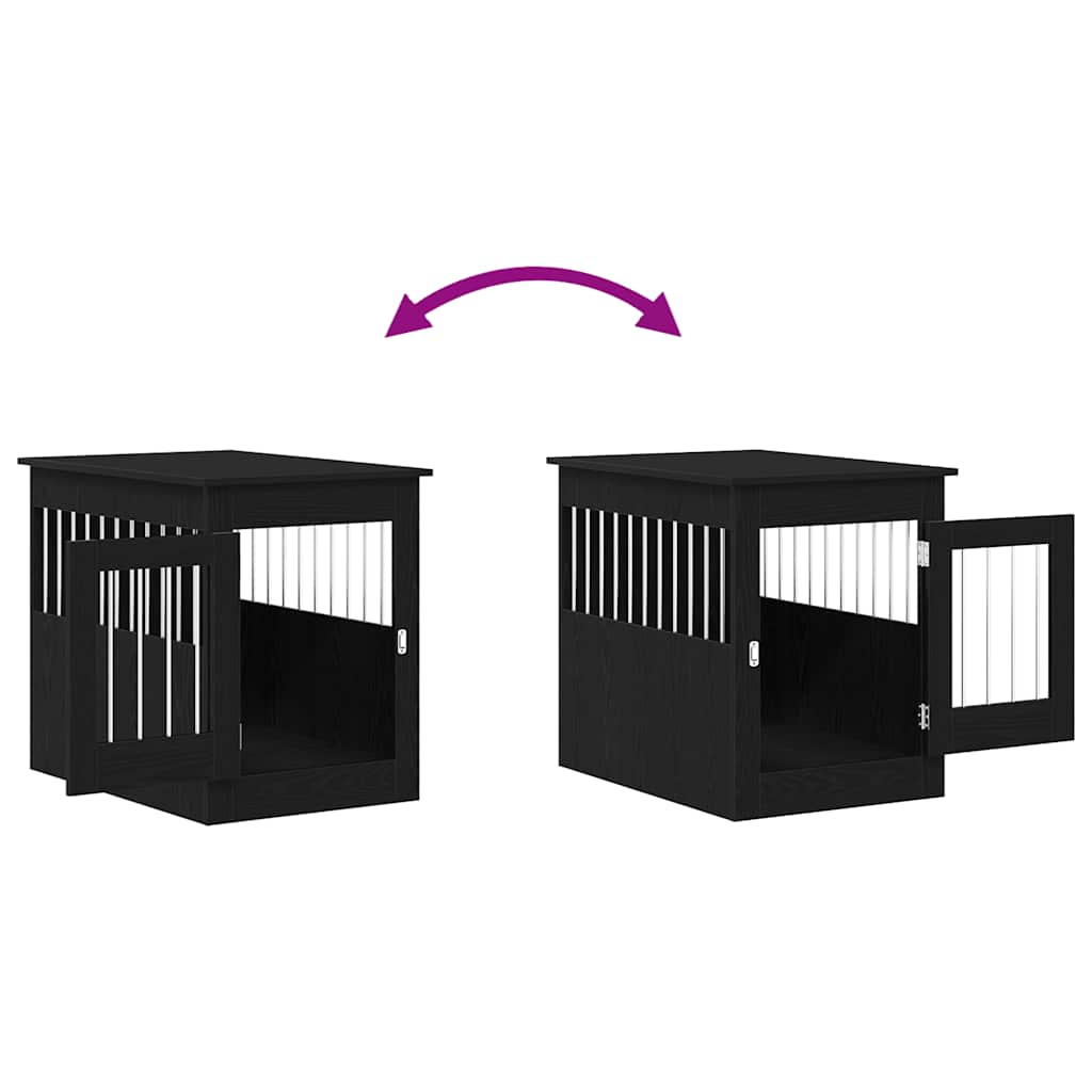 Hundbursmöbler svart ek 55x80x68 cm konstruerat trä