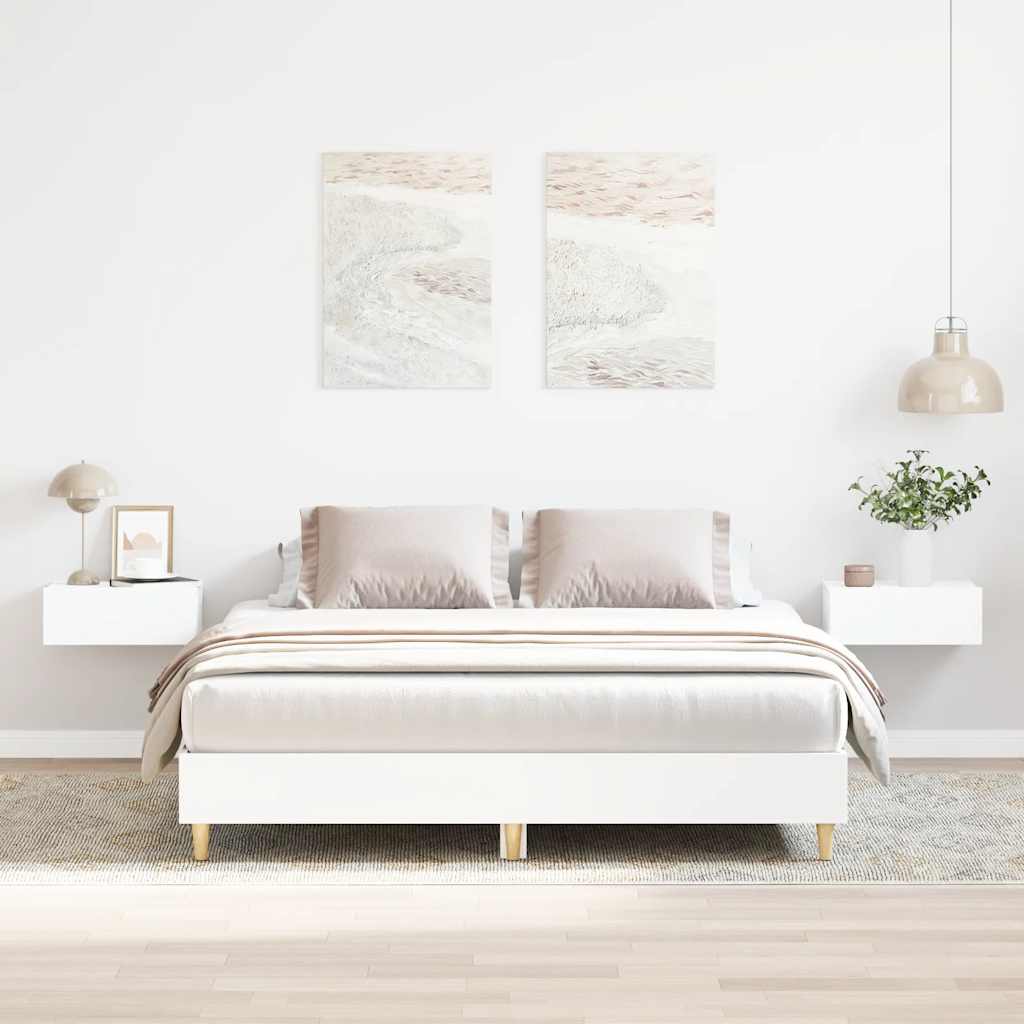 Sängram utan madrass vit 150x200 cm konstruerat trä