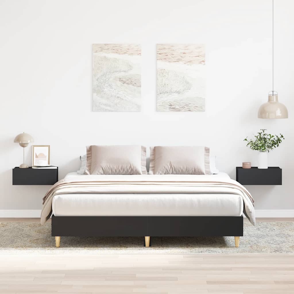 Sängram utan madrass svart 150x200 cm konstruerat trä