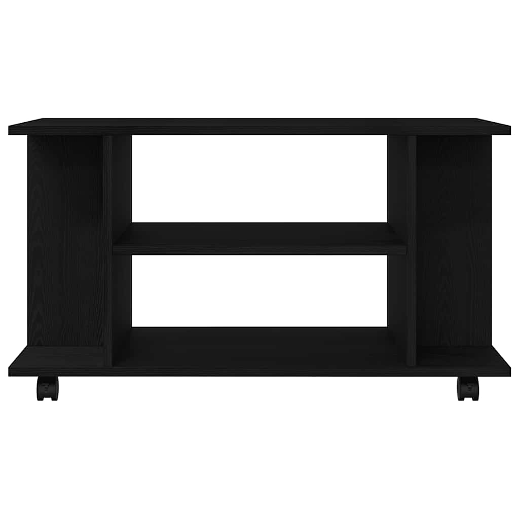 TV-bänk med hjul svart ek 80x40x45 cm konstruerat trä