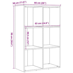 Bokhylla svart ek 66x30x98 cm konstruerat trä