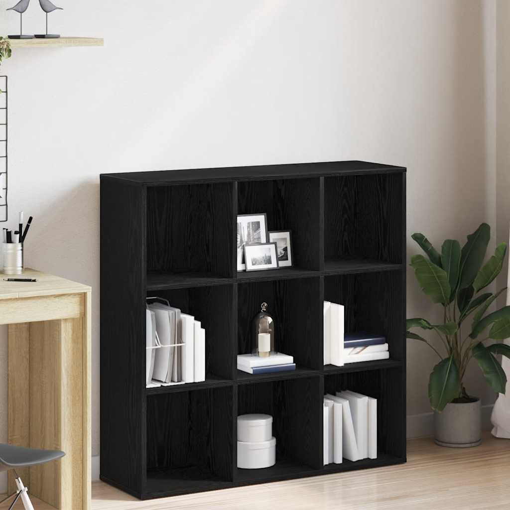 Bokhylla svart ek 98x29x97,5 cm konstruerat trä