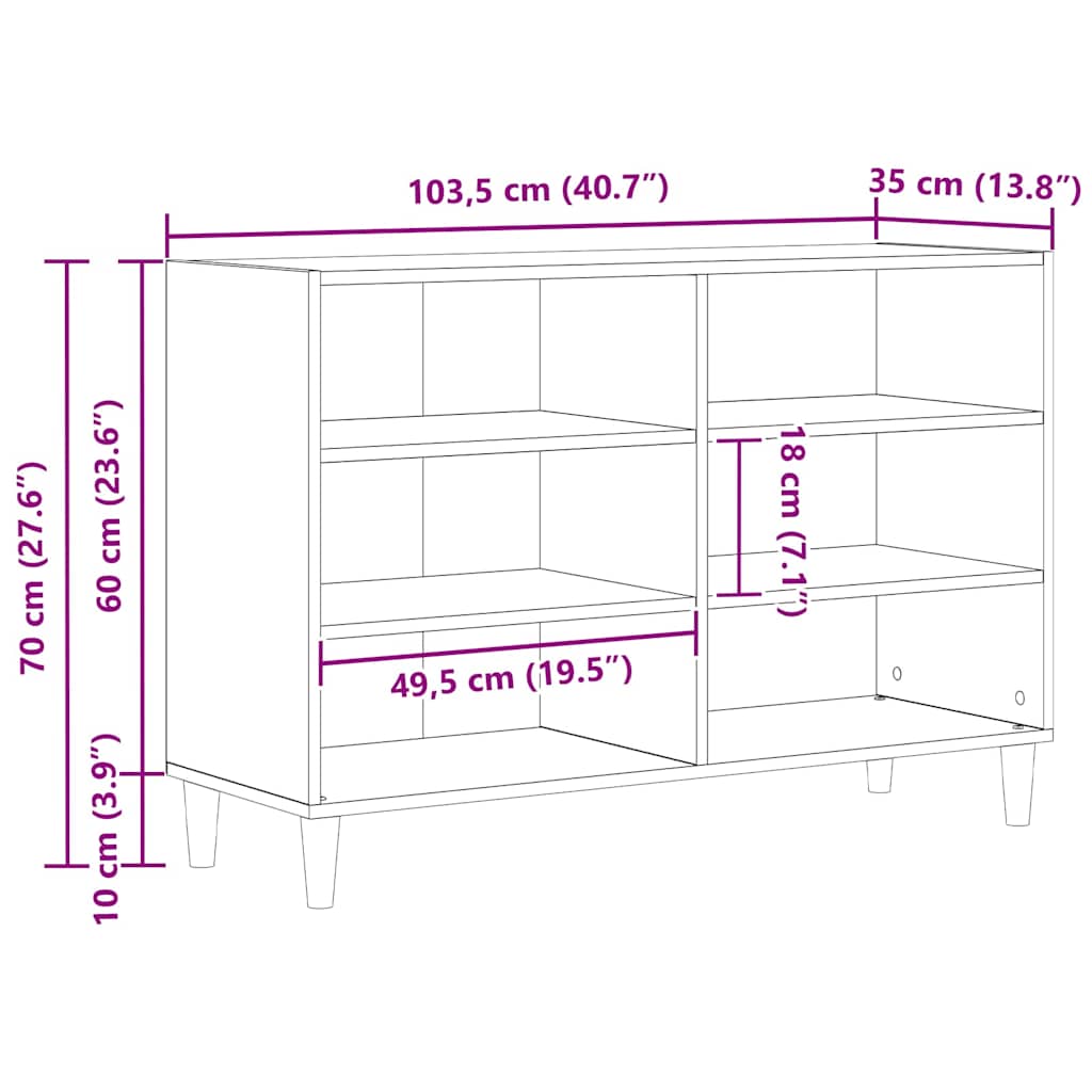 Sideboard Svart Ek 103,5 x 35 x 70 cm Konstruerat trä