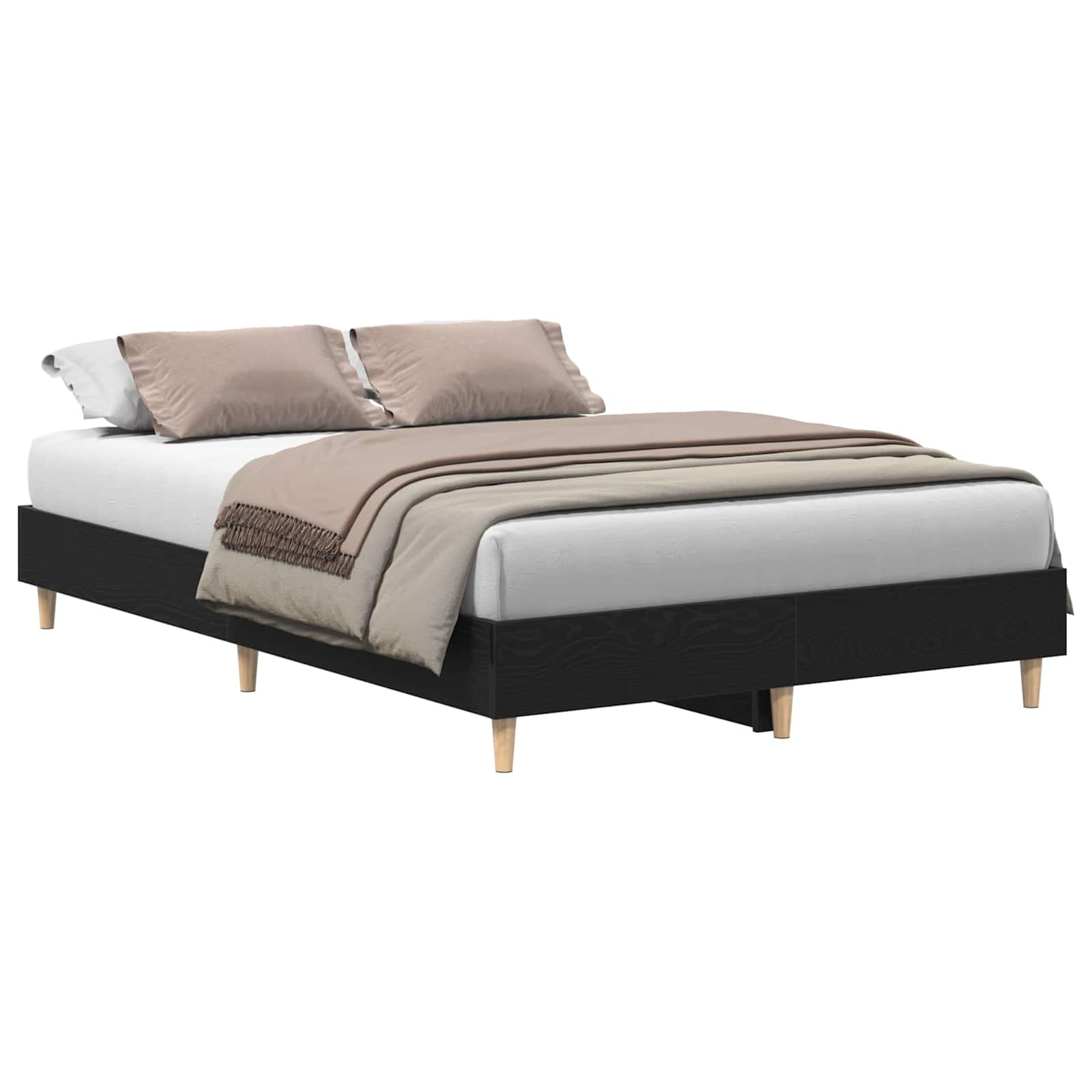 Sängram Svart Ek 203 x 123 x 25 cm Konstruerat trä