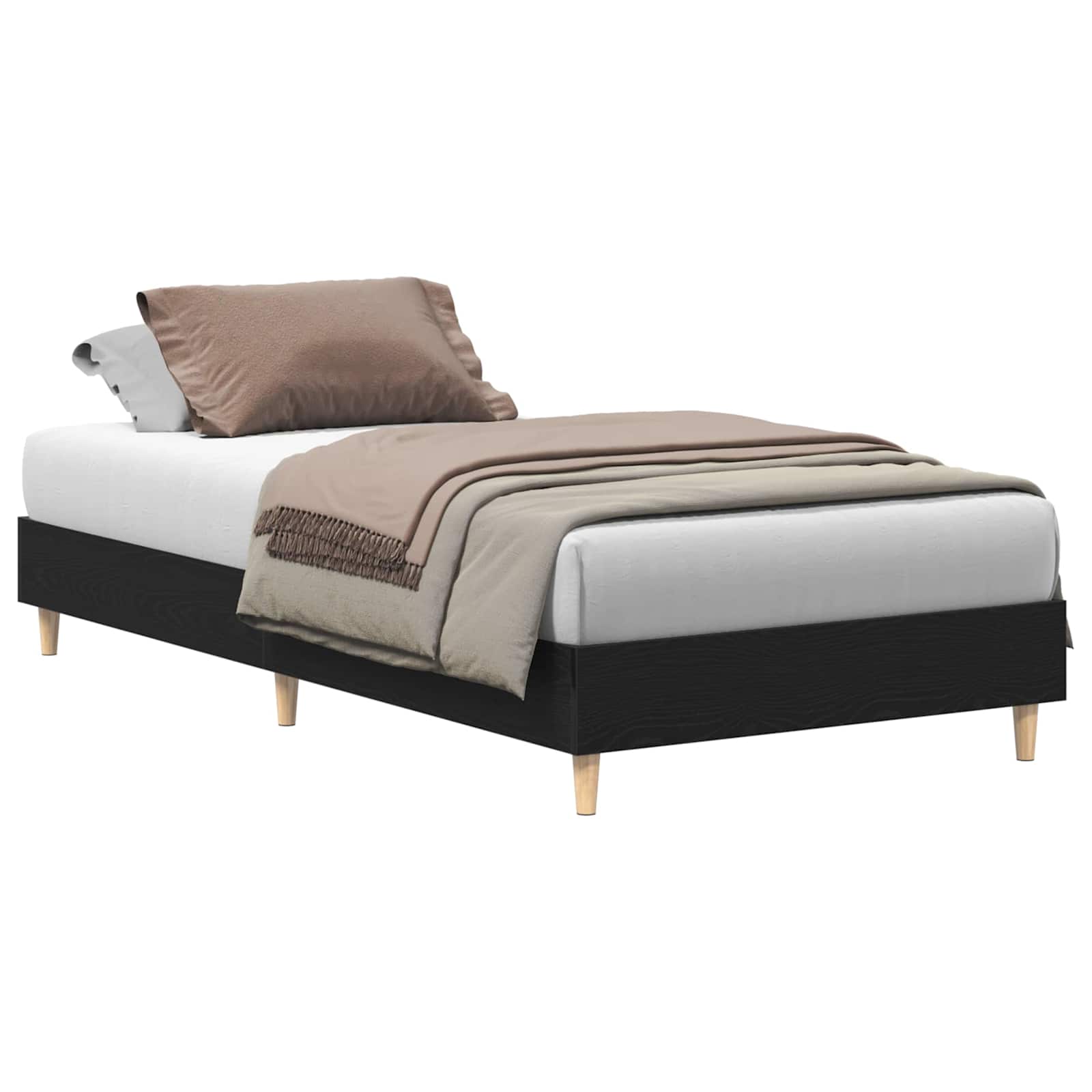 Sängram Svart Ek 203 x 101 x 25 cm Konstruerat trä