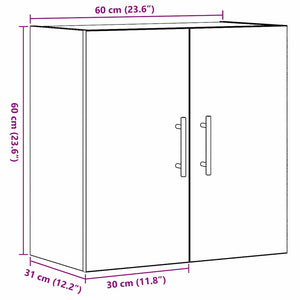 Väggmonterat skåp Svart Ek 60 x 31 x 70 cm Konstruerat trä