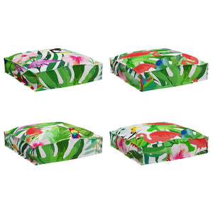 Kudde Blommor 4 pcs Flerfärgsdesign 40 x 40 x 8 cm Oxford Tyg