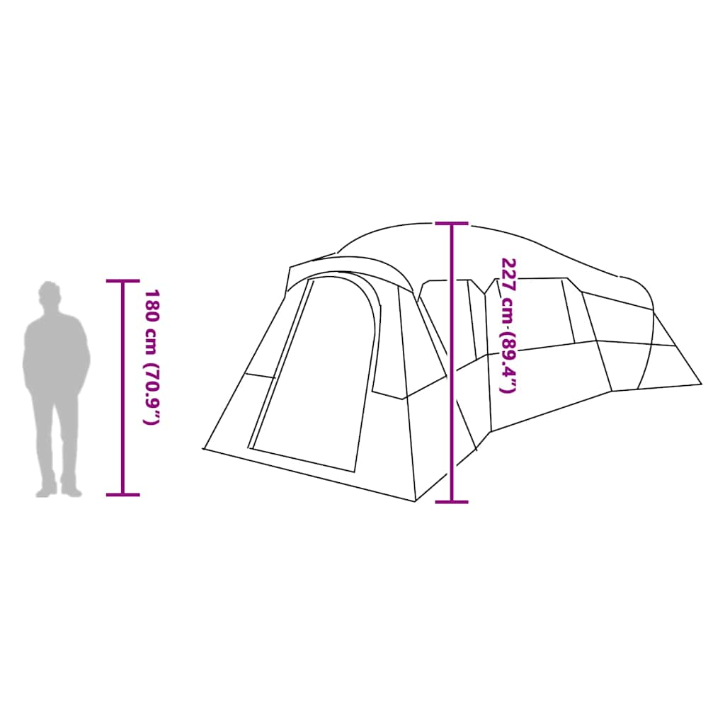 Familjetält med tak med lagring Grön 762 x 655 x 218 cm taffeta