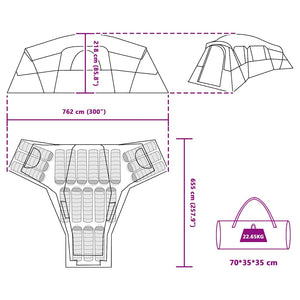 Familjetält med tak med lagring Grön 762 x 655 x 218 cm taffeta
