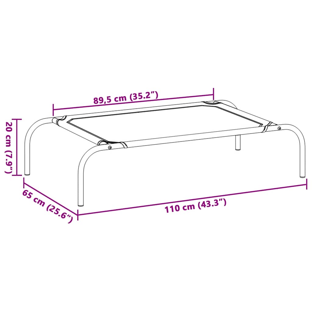Förhöjd hundsäng svart 110x65x20 cm oxfordtyg och stål