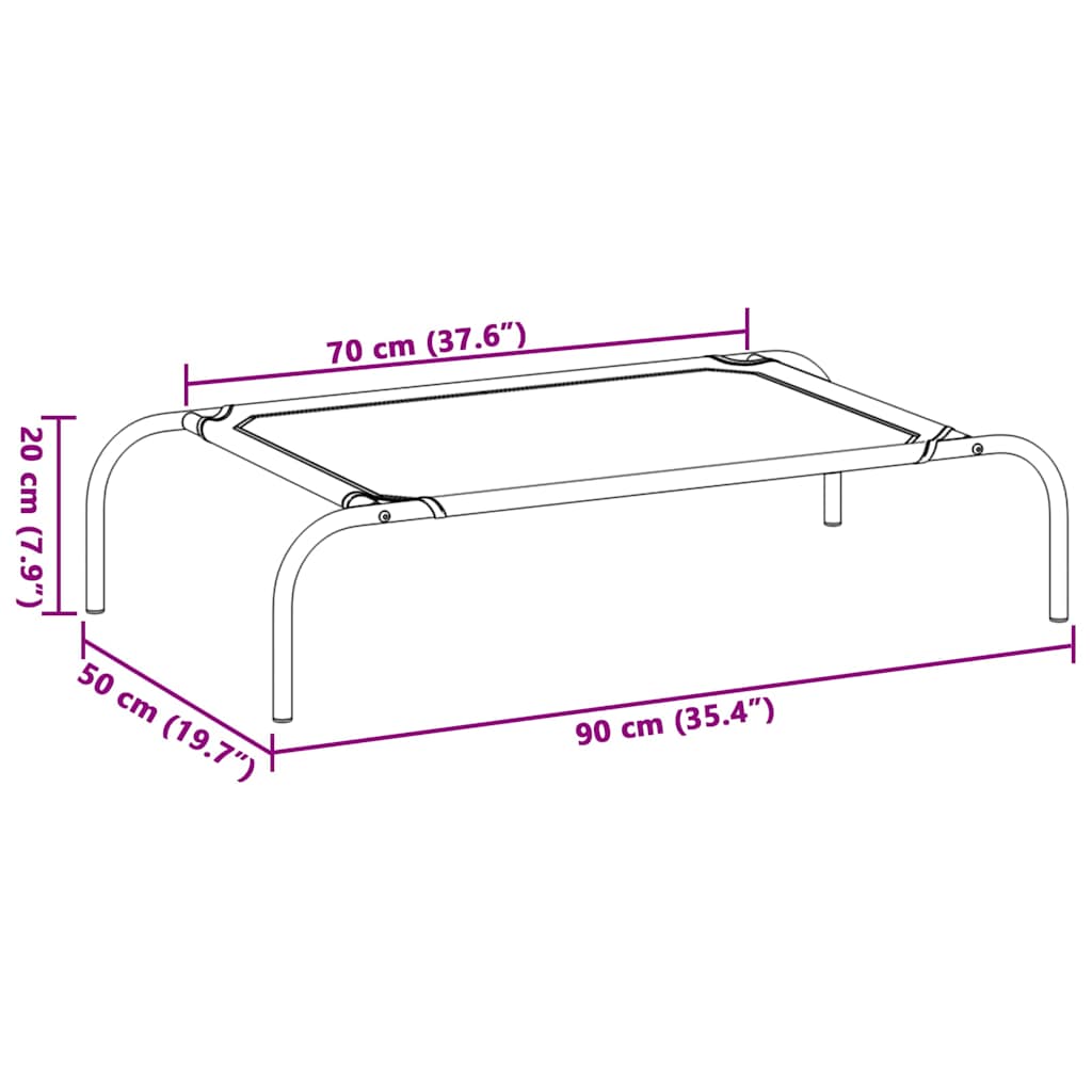 Förhöjd hundsäng grå 90x50x20 cm textilene och stål