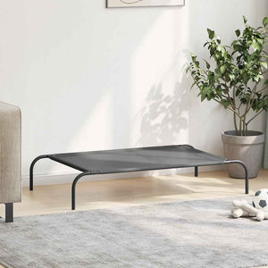 Förhöjd hundsäng grå 110x65x20 cm textilene och stål