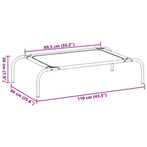 Förhöjd hundsäng grå 110x65x20 cm textilene och stål
