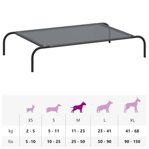 Förhöjd hundsäng grå 110x65x20 cm textilene och stål