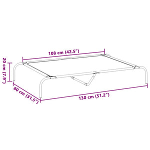 Förhöjd hundsäng grå 130x80x20 cm oxfordtyg och stål
