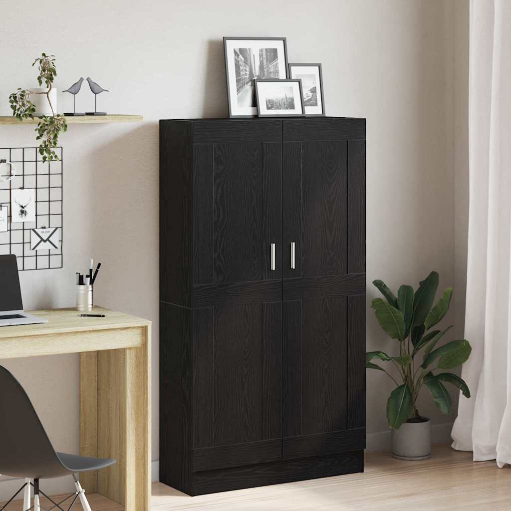 Bokskåp 3 nivåer 82,5 x 30,5 x 150 cm Konstruerat trä Svart Ek