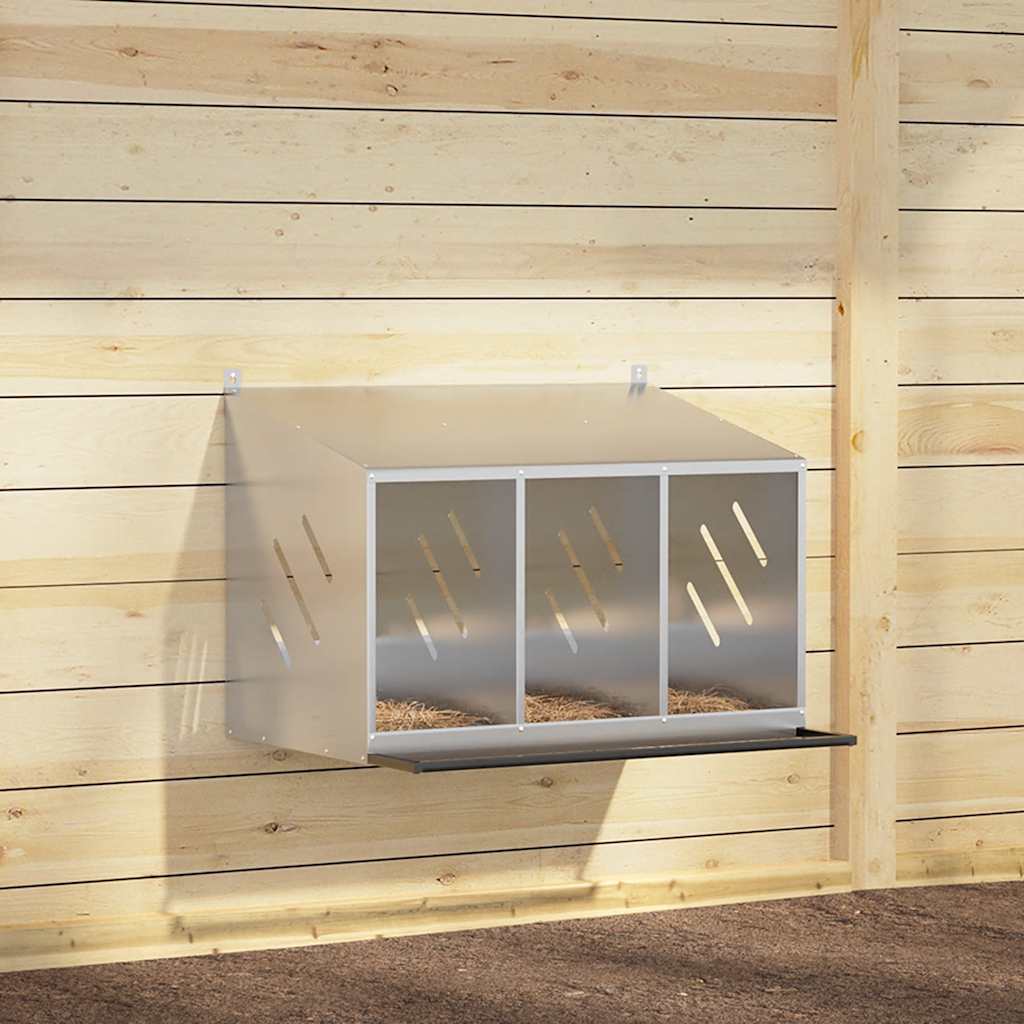 Kycklingholk med 3 fack galvaniserad silvermetall