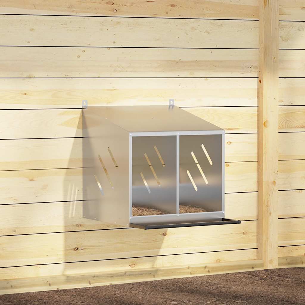 Kycklingholk med 2 fack galvaniserad silvermetall