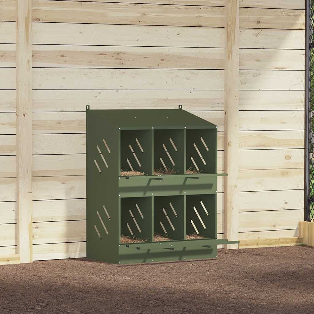 Fågelholk med 6 fack olivgrön metall