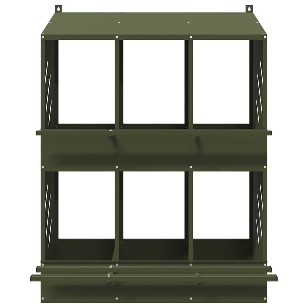 Fågelholk med 6 fack olivgrön metall