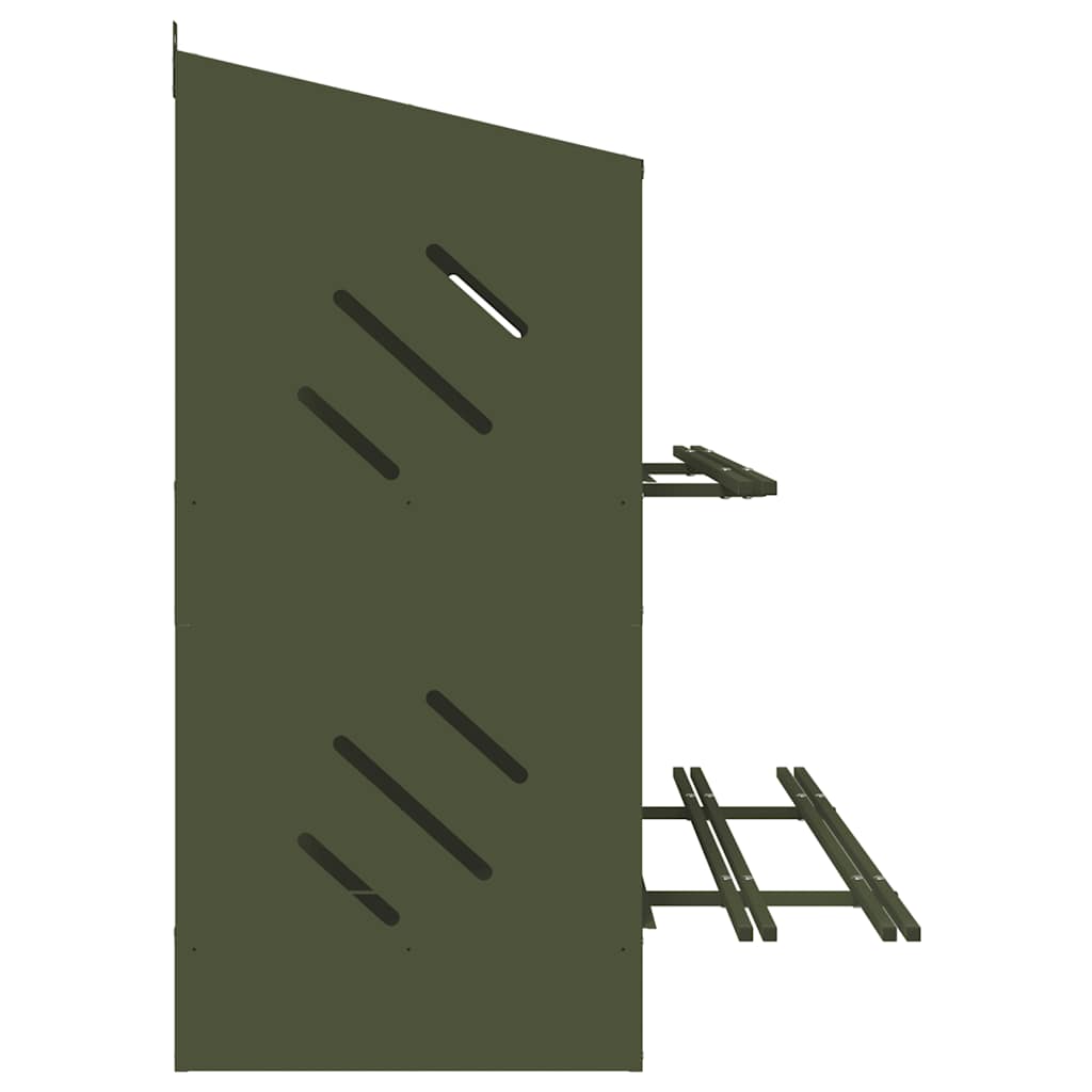 Fågelholk med 6 fack olivgrön metall