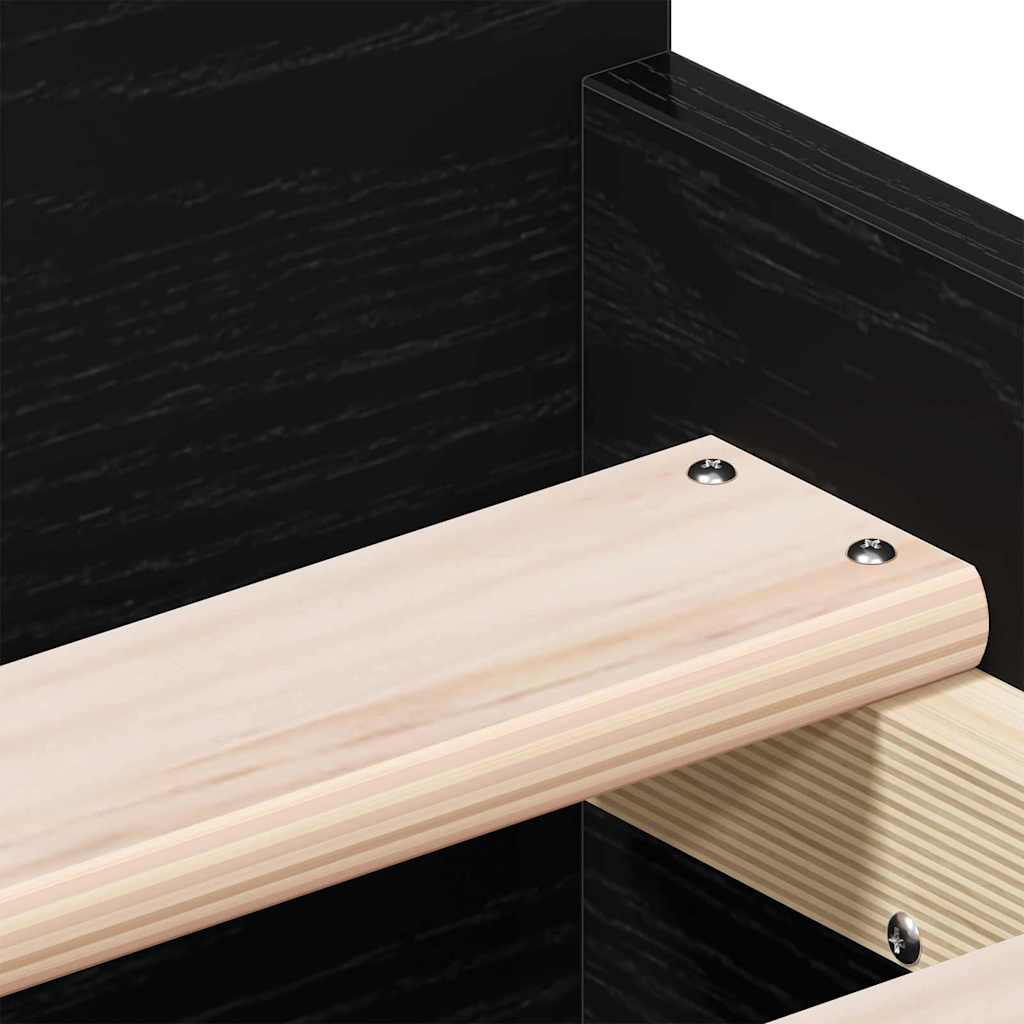 Sängram med låda Svart Ek 193 x 78 x 50 cm Konstruerat trä