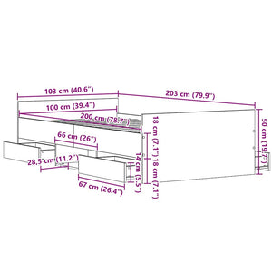 Sängram med huvudgavel Svart ek 100 x 200 cm Konstruerat trä